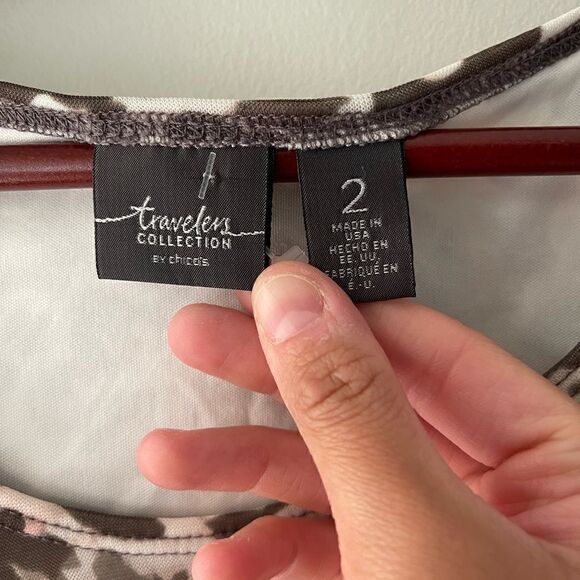 Chico’s TRAVELERS COLLECTION Leopard Mesh Tank Top Size 2/L/12 - Picture 6 of 7